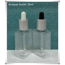 方形 PET30ML滴管瓶 鍍銀旋蓋，黑白膠頭，大量現(xiàn)貨