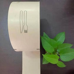 FSC認(rèn)證 水墨柔印牛皮紙框涂卷材 一次性竹筷餐具牛皮紙包裝